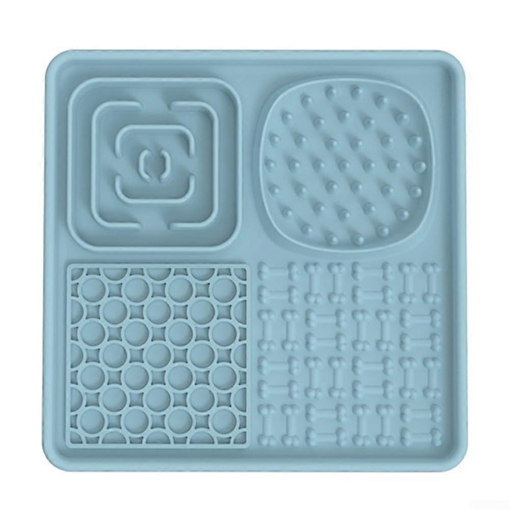 Pet Slow Feed Mat with Non-Slip Suction Cups, Safe Silicone, Easy to Clean, Ideal for Snacks and Treats, Blue