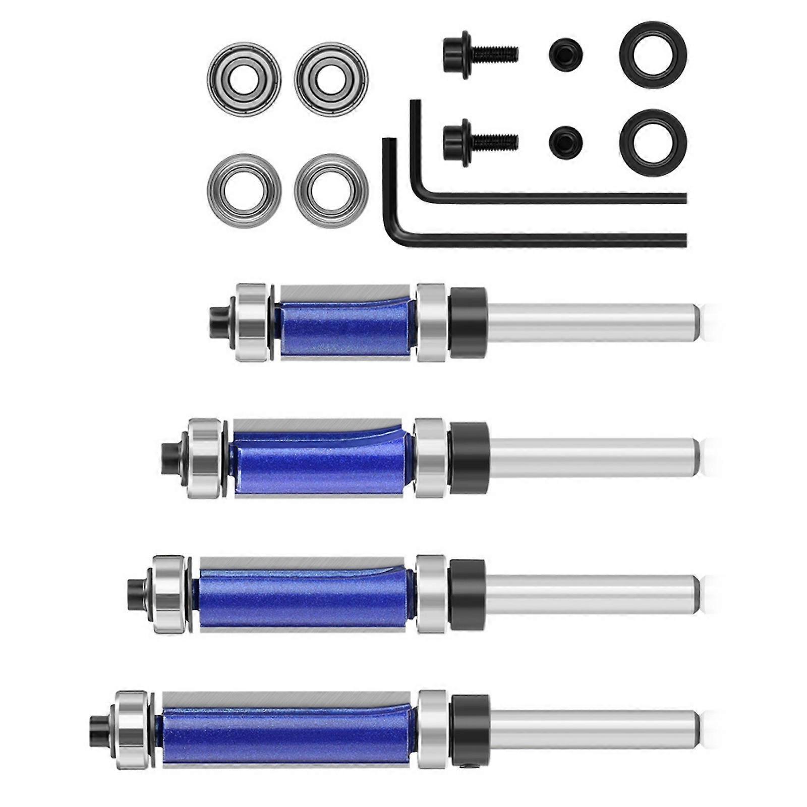 11 stk. flush trimbit med lagerfresbit trebearbeidingsfres for trebits endefresverktøy for trebearbeiding flerfarget