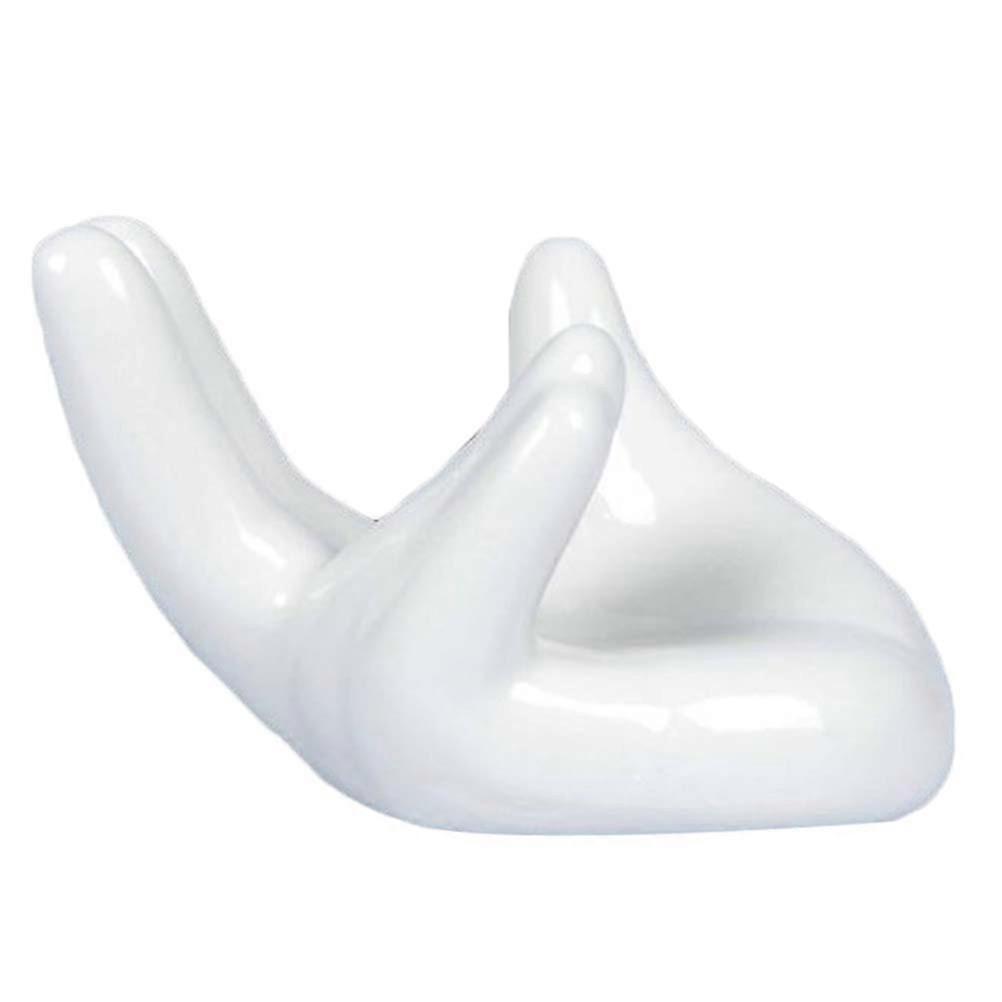 Desk Decoration Ocarina Ceramic Base Display Stand Hand Shape Chic Home Decoration White 9x5x4.8cm 1Set