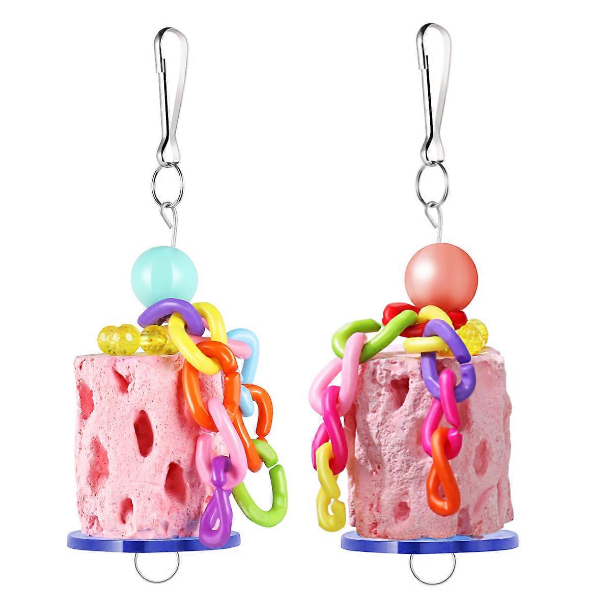 Parrot Gnawed Toy Grinding Stone Natural And Durable Mineral Block For Birds Beak Grinder Toy Suitable For Hamster Squirrel 2Pcs