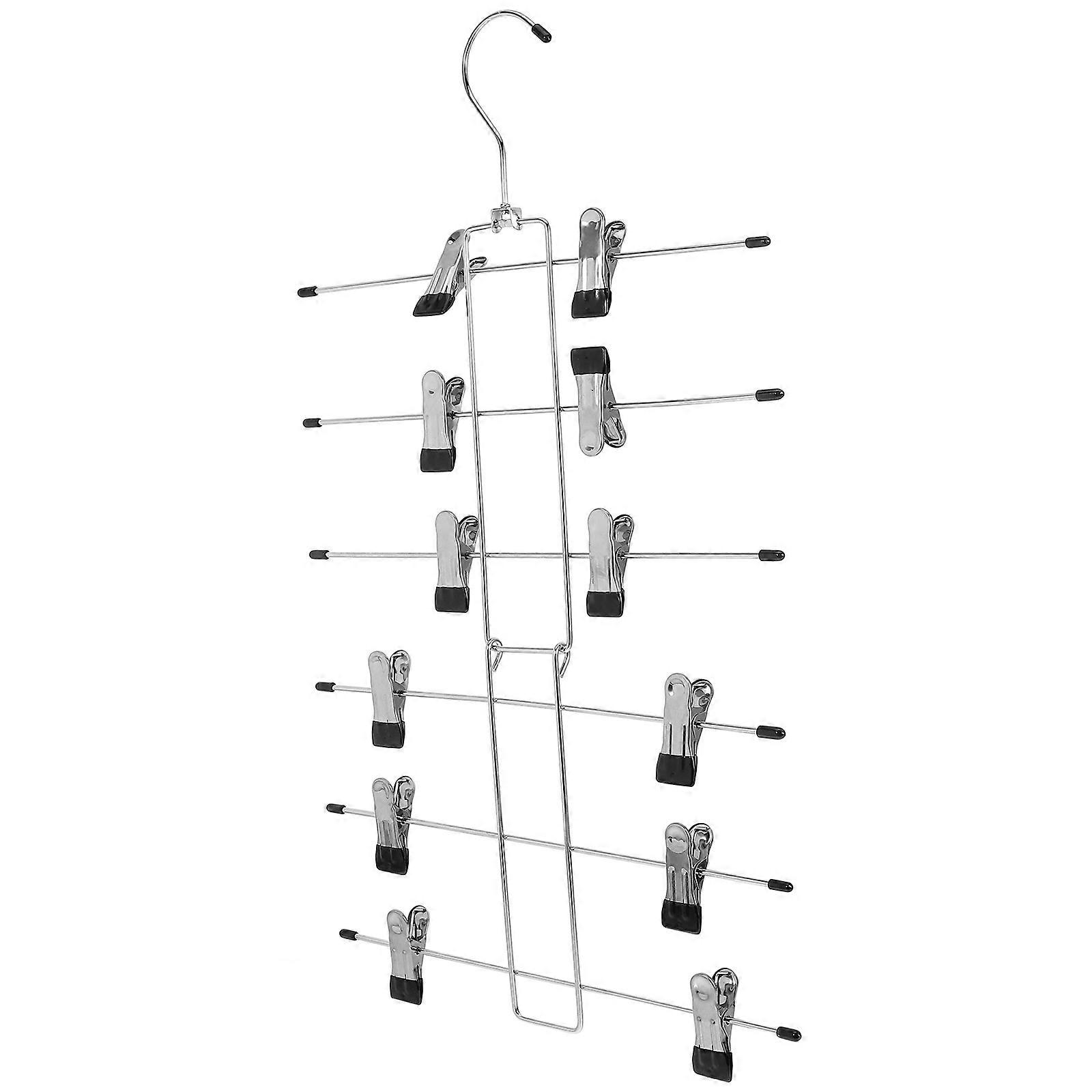 Pants Hanger Clips with Adjustable Width for Closet 6 Tier Saving Organizer