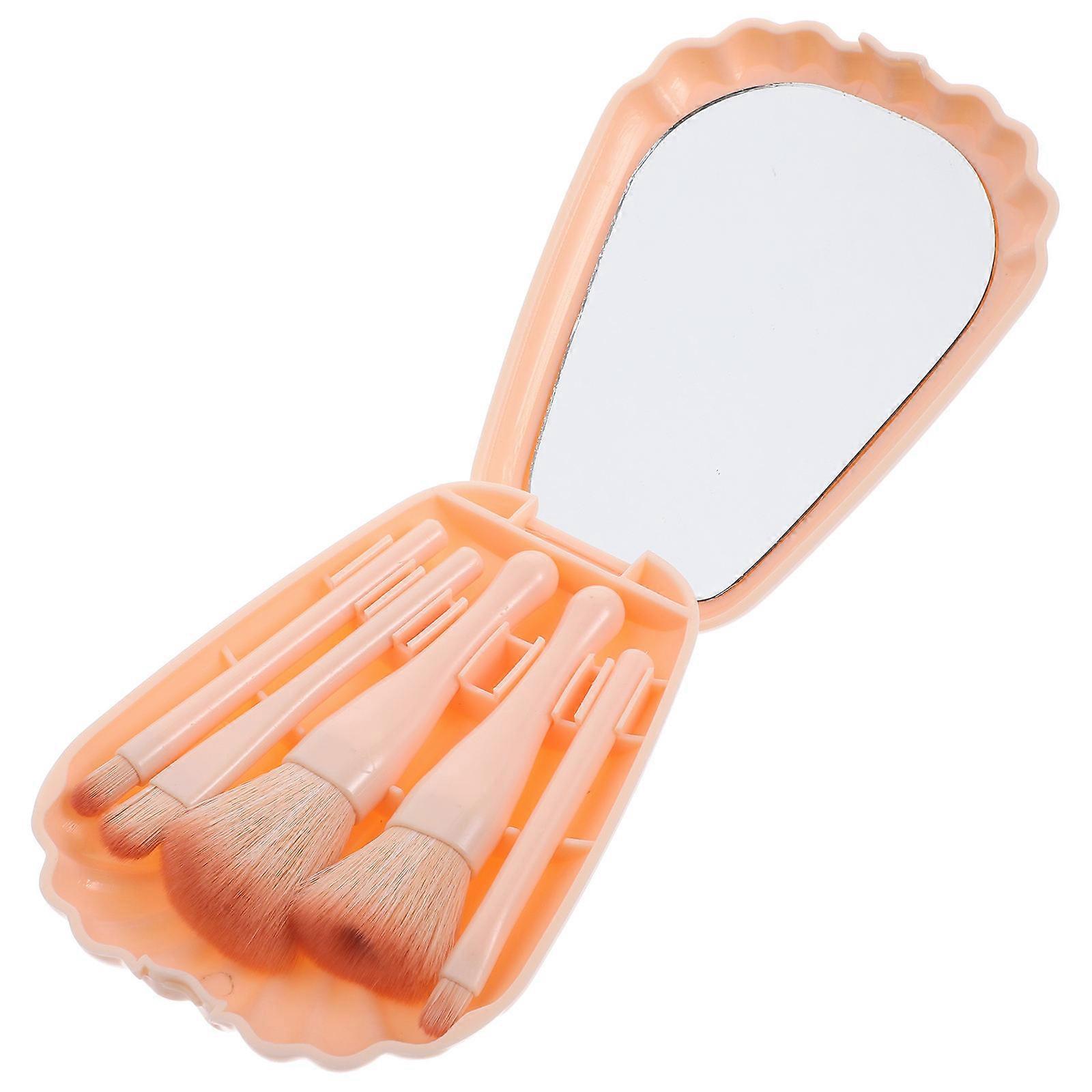 Compact Makeup Brush Set Professional Tool For Beginners With Storage Case 5Pcs