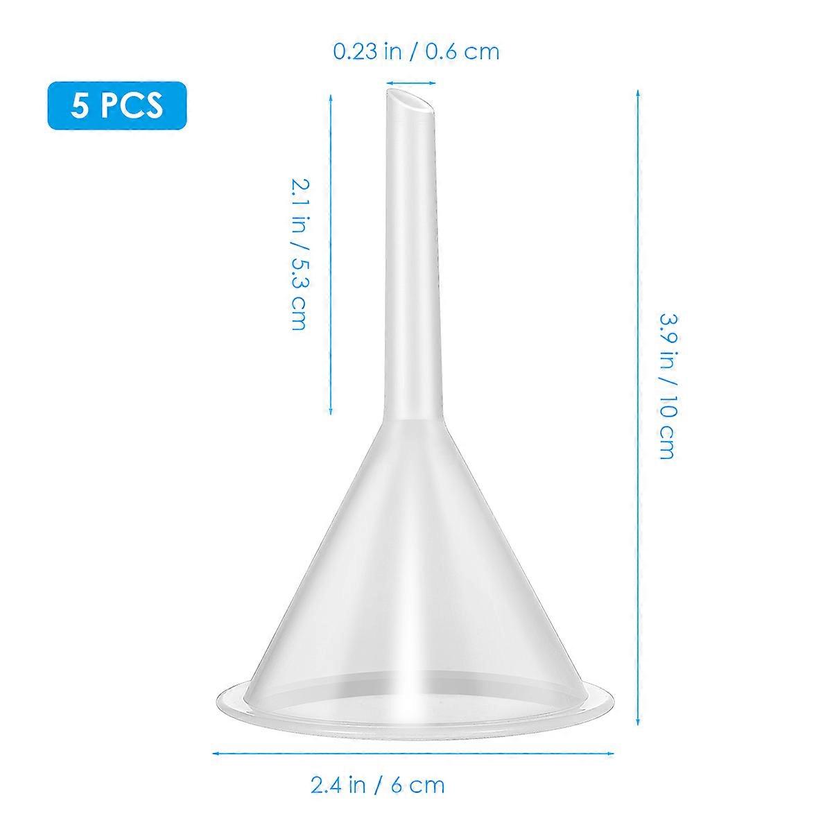 UEETEK 5 Pcs 60ml Multipurpose Clear White Plastic Funnels for Laboratory Filter Funnel White