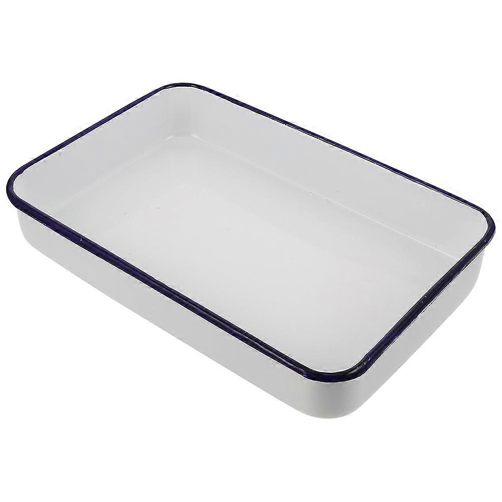 Vintage Enamel Rectangular Baking Tray Deep Casserole Dish Oven Safe High Temperature Resistant Multi Functional Roasting Pan for Hot Food Serving