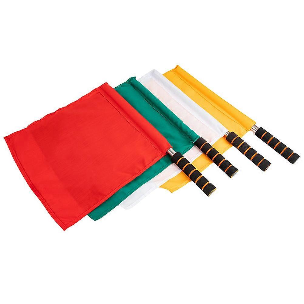 Soccer Field Corner Flags Durable Stainless Steel Rod Comfortable Sponge Handle For Referees 4Pcs