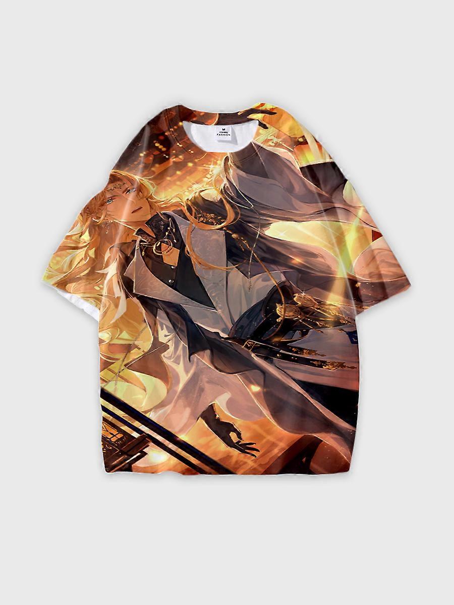 T-shirt round neck Role Pattern loose short sleeve E1768