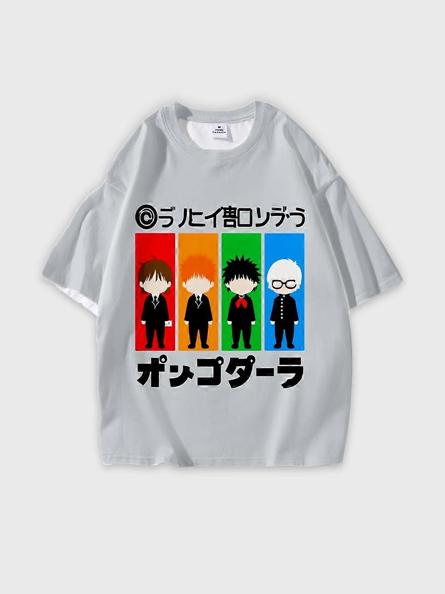T-shirt round neck book Characters Pattern loose short sleeve P2028
