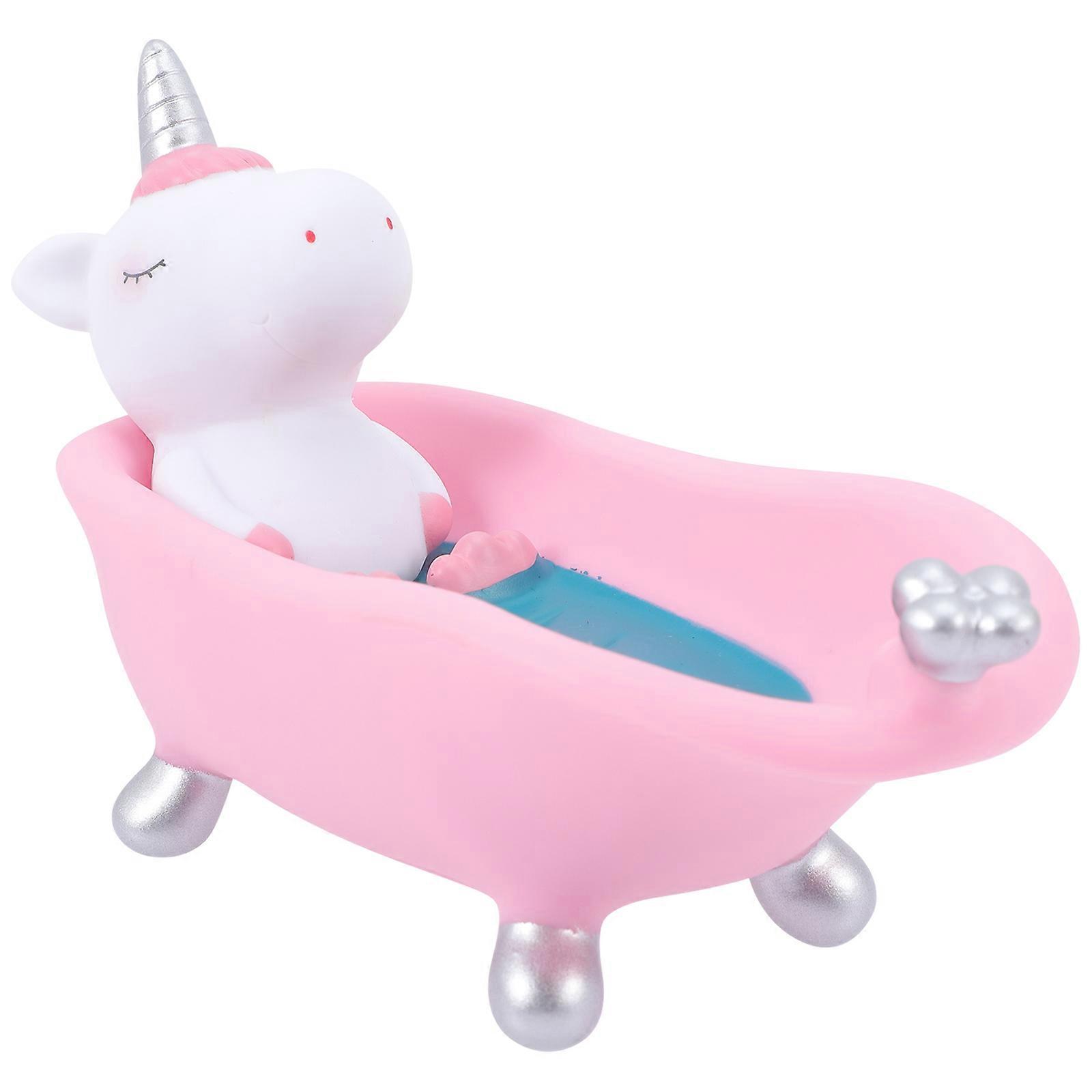 Creative Cartoon Unicorn Soap Dish, Multi Functional Drop Resistant Holder for Bathroom Countertop and Shower Use