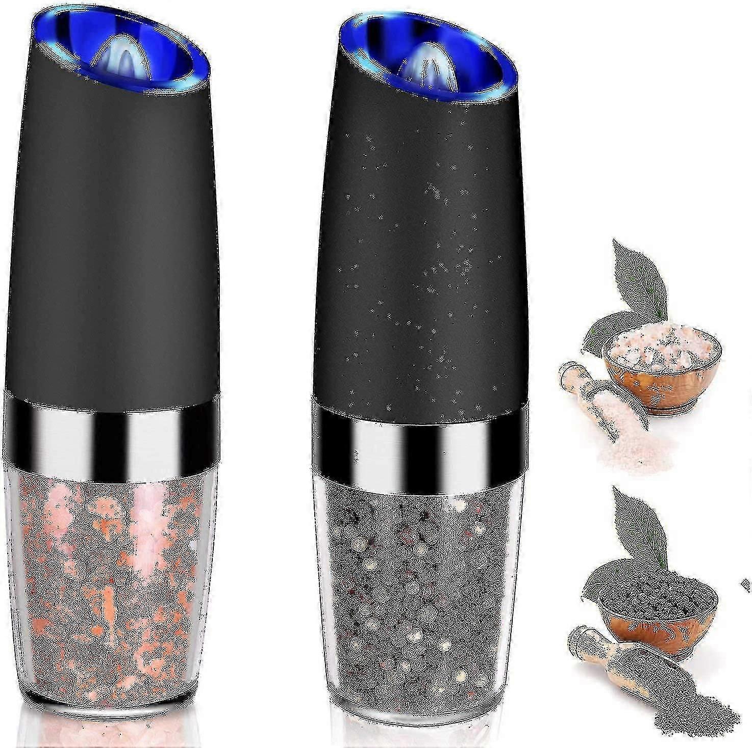2 Pcs Gravity Electric Salt And Pepper Grinder Set, Battery Salt Pepper Mill