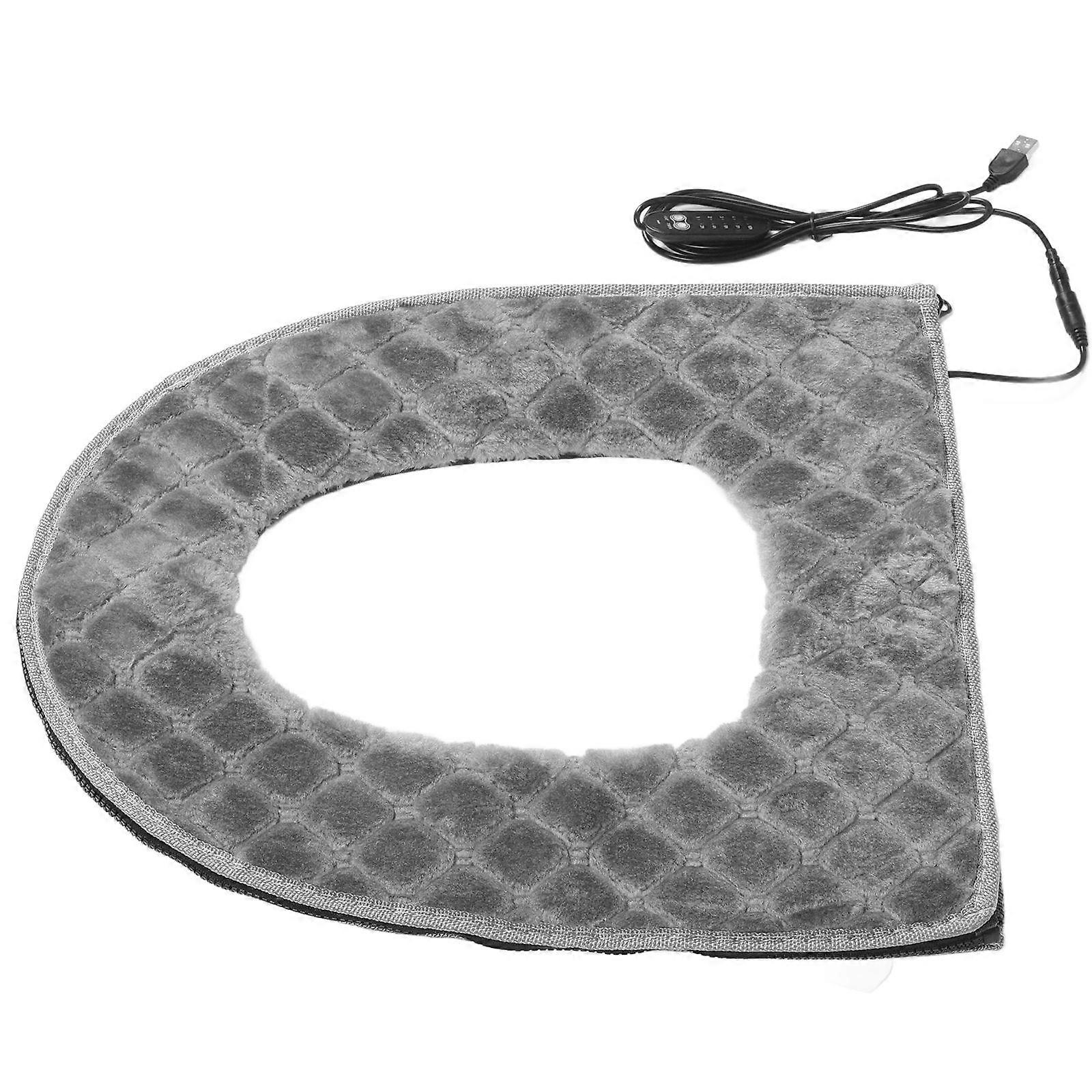 Comfortable Heating Toilet Seat Warmer Pad For Home Use In Grey Plush Material 1Set
