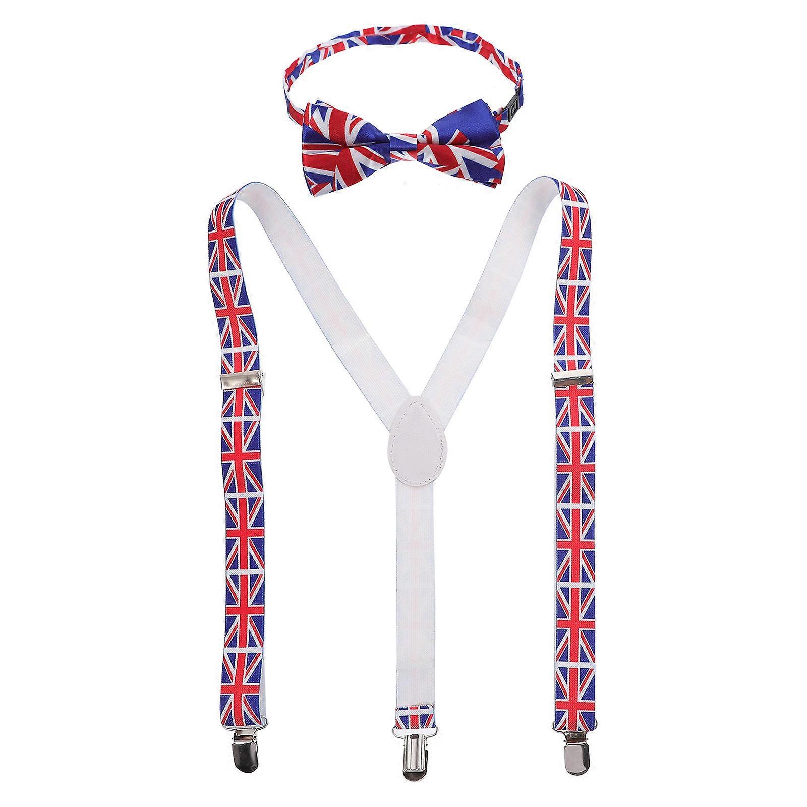 National Flag Design Suspender and Bowtie Set for Adults Celebrations Polyester zinc alloy Multi 1 set