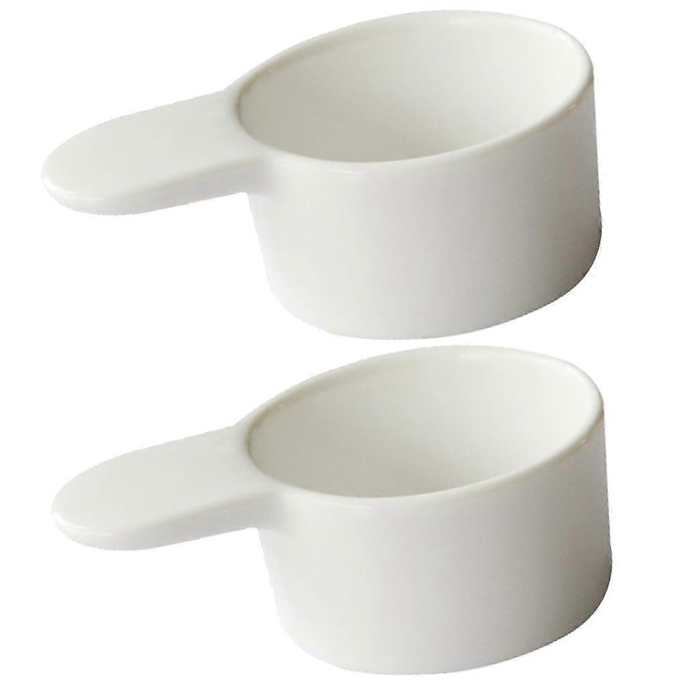 White Ceramic Candle Holders for Home Decor Modern Style 2 Pieces Handheld Tealight Container