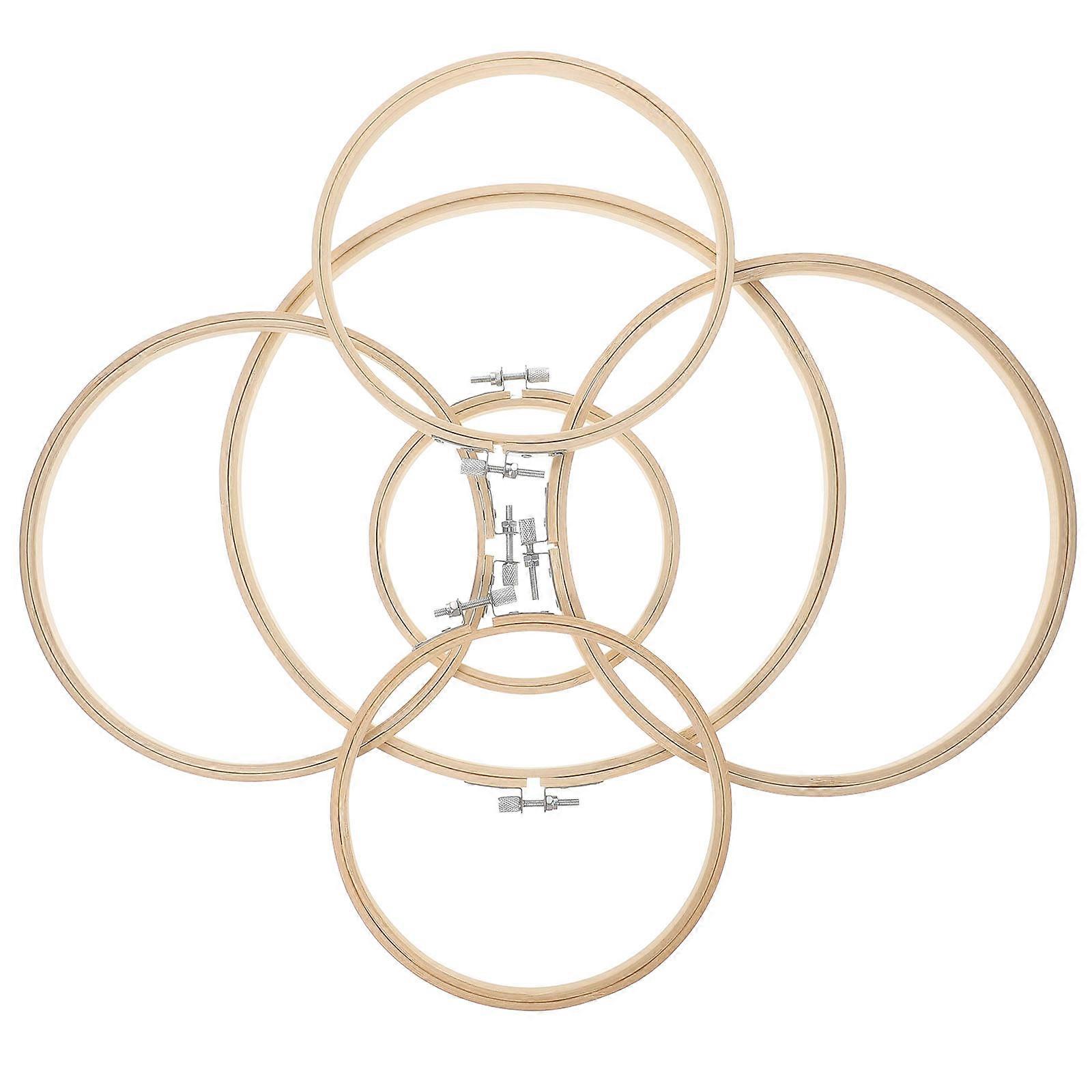 Bamboo Embroidery Hoops for Cross Stitch and DIY Craft Projects Khaki Color 6 Pieces Various Sizes