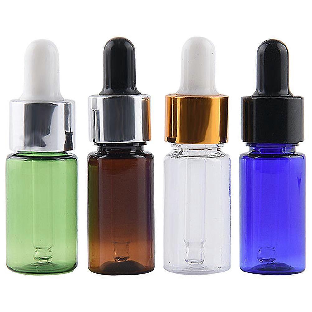 4pcs Refillable Plastic Essential Oil Dropper Bottles for Perfume Serum Liquid Storage Compact Lightweight Travel Containers with Sealing Cap,