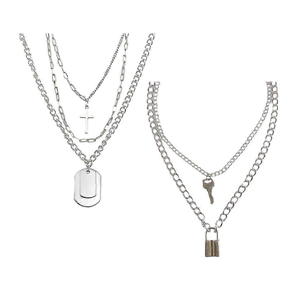 Here's a refined and engaging product description for your **Retro Cross and Lock Pendant Necklace**:
✨ **Retro Cross & Lock Pendant Necklace –