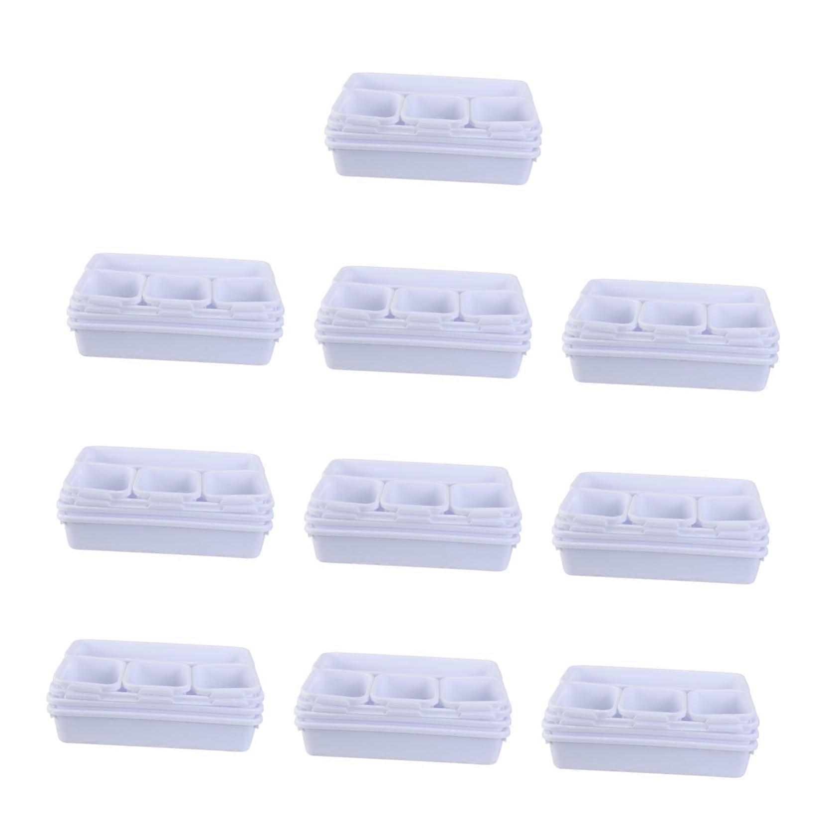 8piece storage box, stackable and practical for desk, plastic organizer for small parts, household items and office supplies, white