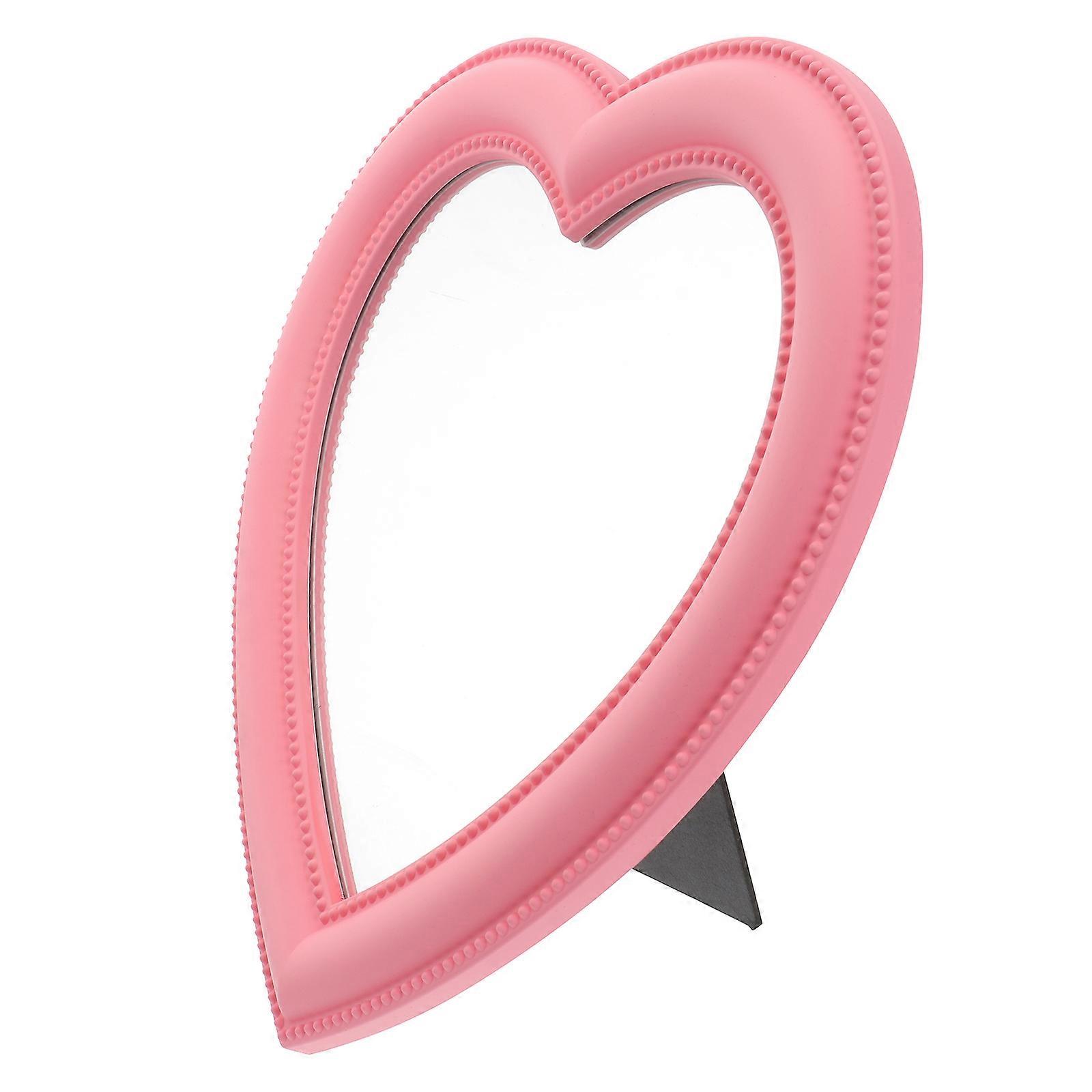 Specchio di bellezza a forma di cuore con per le donne a doppio uso da parete o da scrivania in vetro ad alta definizione 1 pz