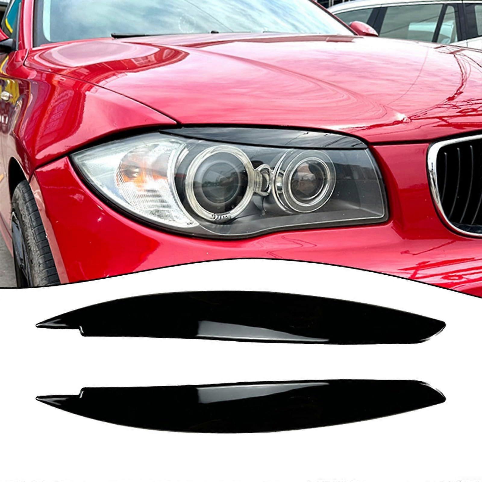 Black Plastic Eyebrows Headlight Eyelid Covers Stickers For BMW 1 Series E87 E88 E81 E82 Eyelids Eyebrows 200813