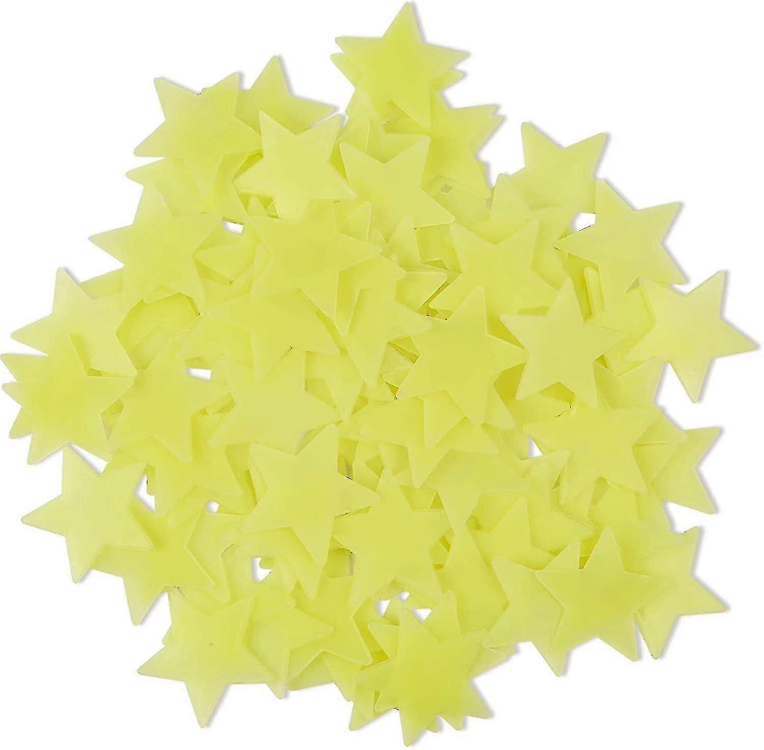 100 Glow-in-the-Dark Yellow Star Stickers for Wall and Ceiling Decor