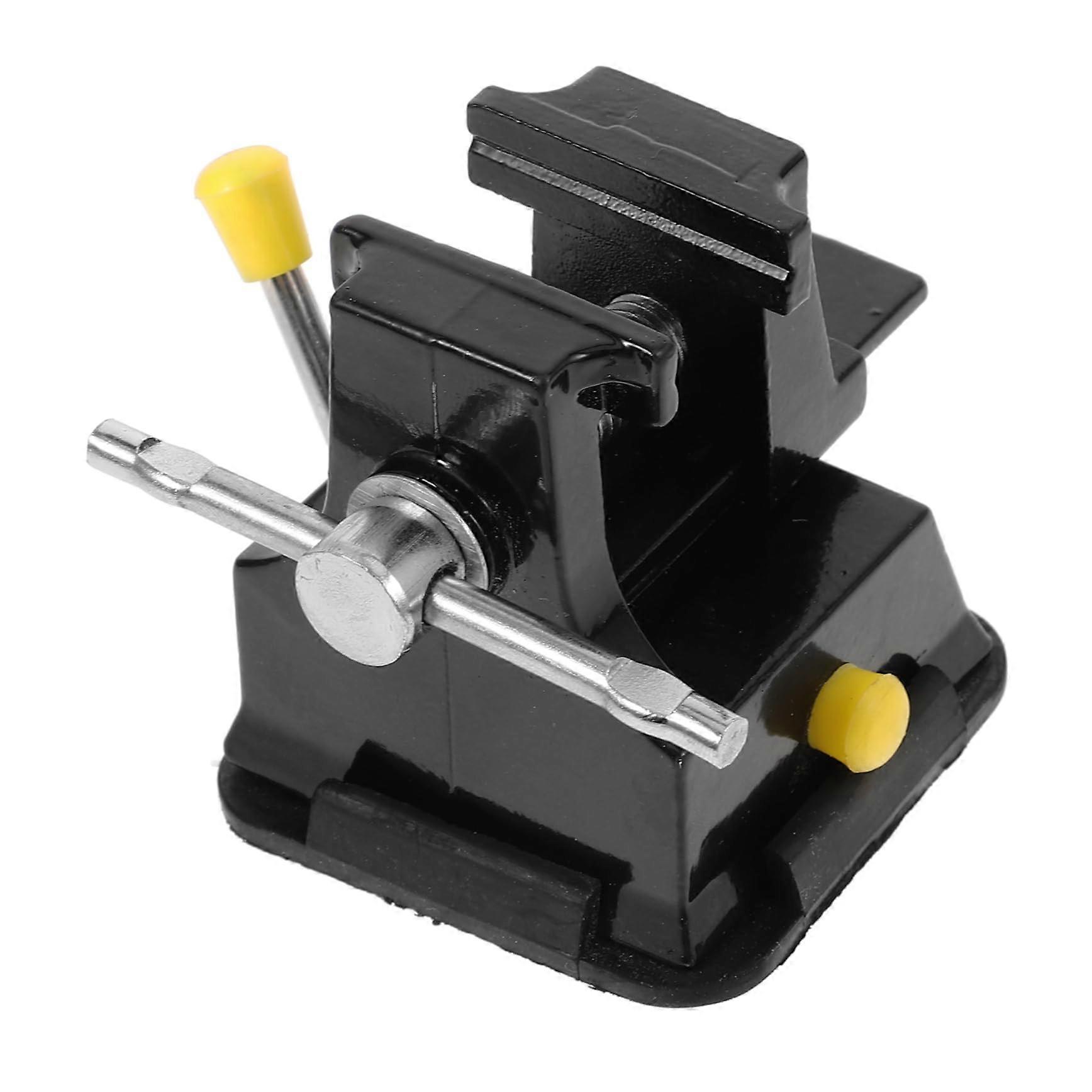 Small Table Vice Mini Press Clamp with Suction Base, Black Aluminium Alloy, Ideal for Woodworking and Bench Use
