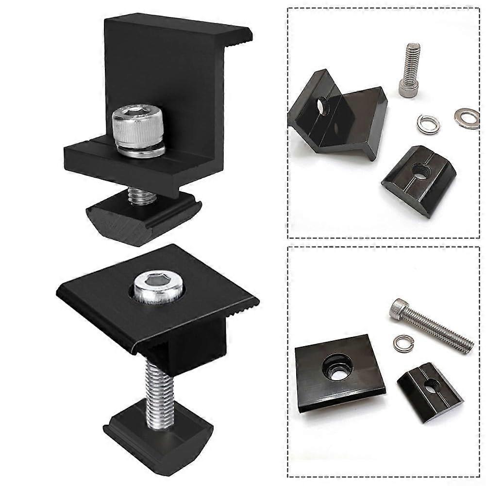 Durable Black Electroplated Process Solar Panel Mounting End Clamp Center Clamp Adjustable (4pcs 30mm End Clamp) Ref: 4892