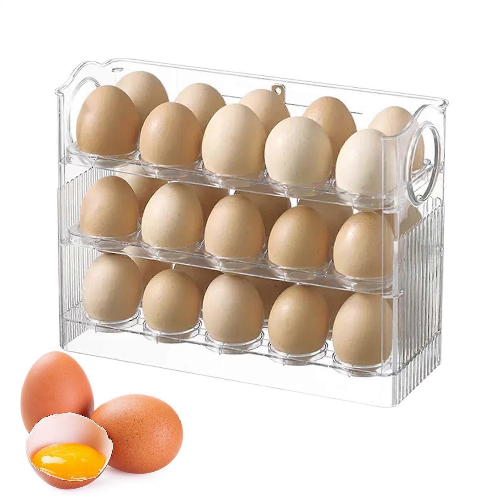 Flippable Egg Holder, Egg Storage Organizer, 3Layer Fridge Egg Storage