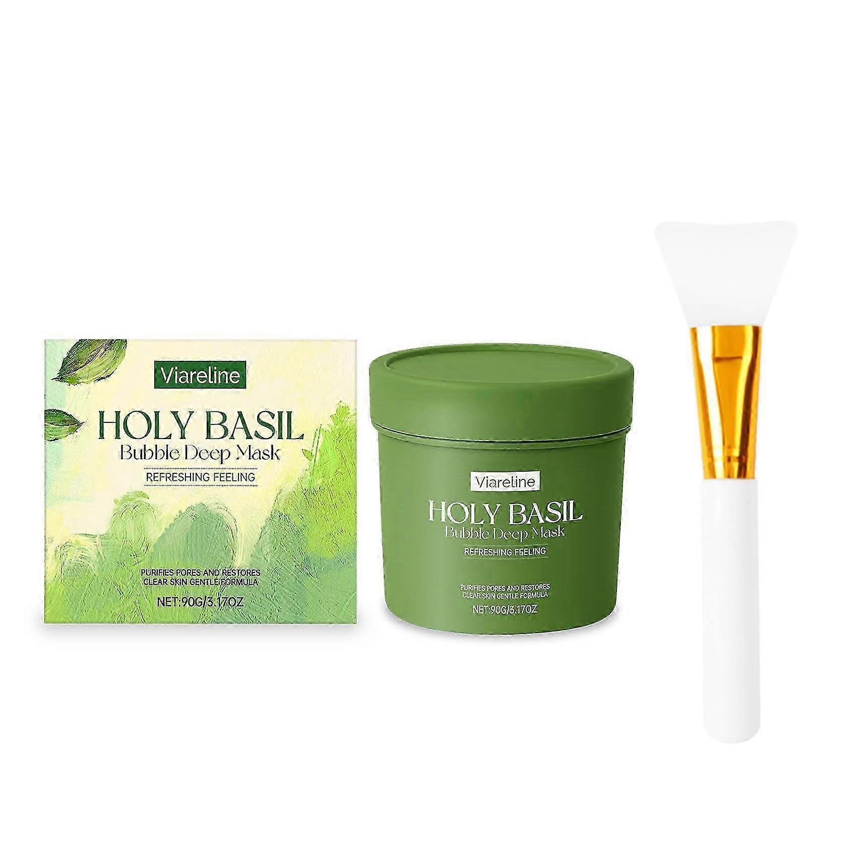 Holy Basil Bubble Deep Mask - Gently Bubbles for Deep Cleansing, Purifies Pores & Blackheads, Wash-Off Treatment for Glowing Skin, 90g