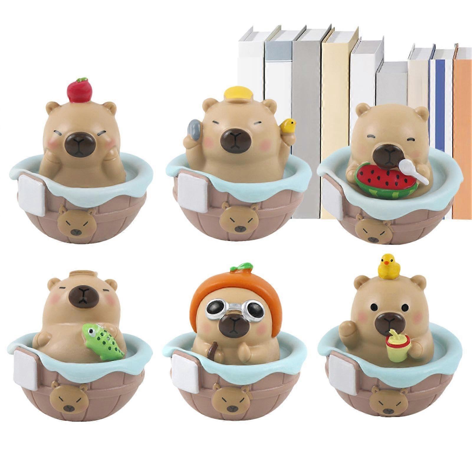 Capybara Figurine – Statue, Doll, Craft, Play Set, Desktop Decoration (6 pcs)