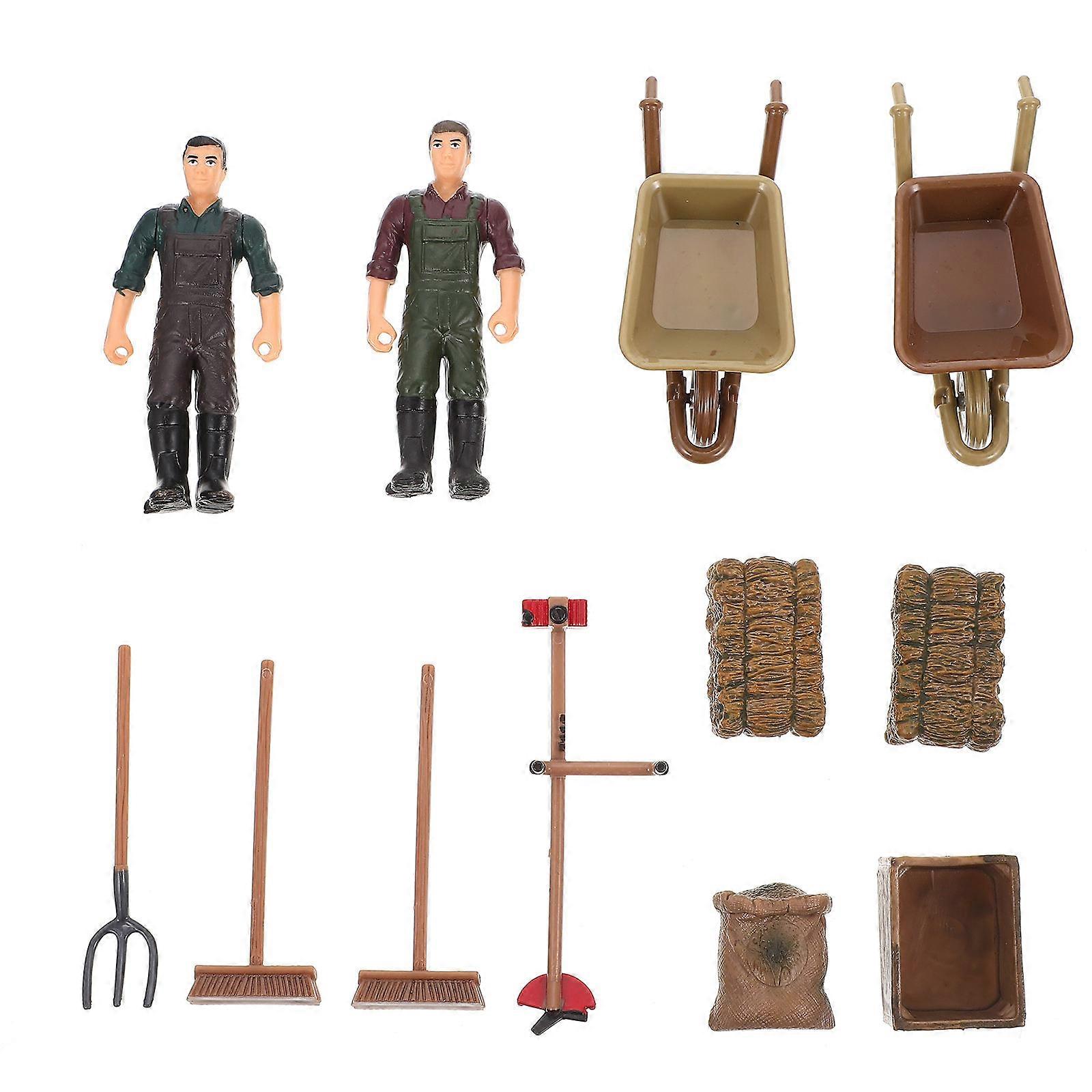 1 Set of Realistic Farm Decor Models with Detailed Elements Design Tool and Worker Plaything