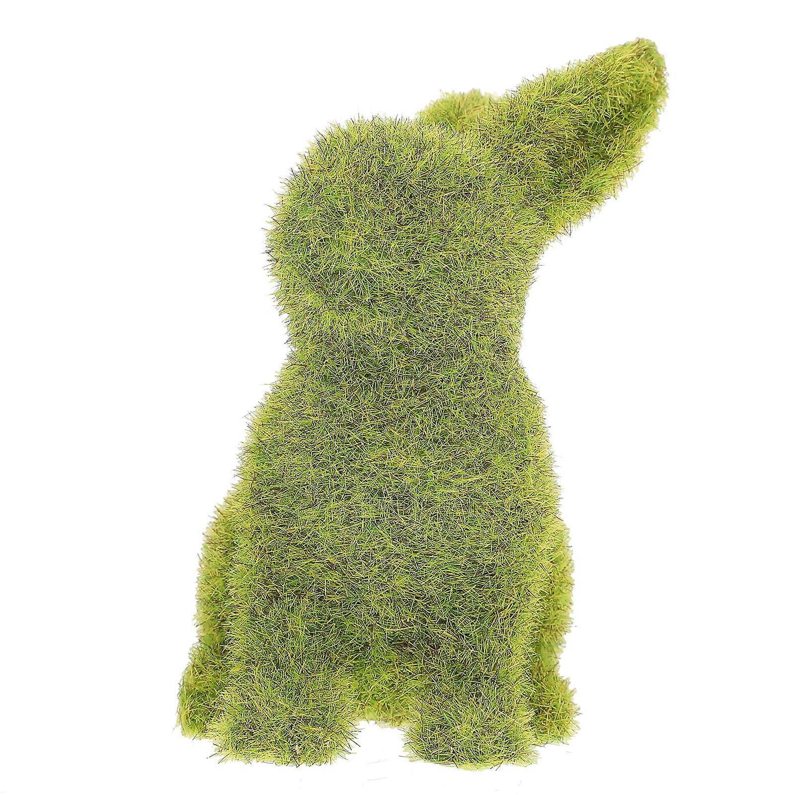 Easter Moss Rabbit Statue Small Sitting Bunny Decoration for Desktop Table Shelf Home Garden Display