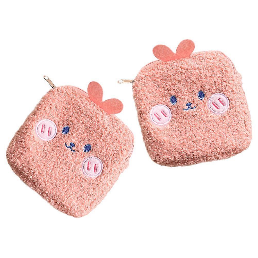 Bærbar opbevaringspose til opbevaring 2 stk. plys tegneserie hygiejnebindsposer