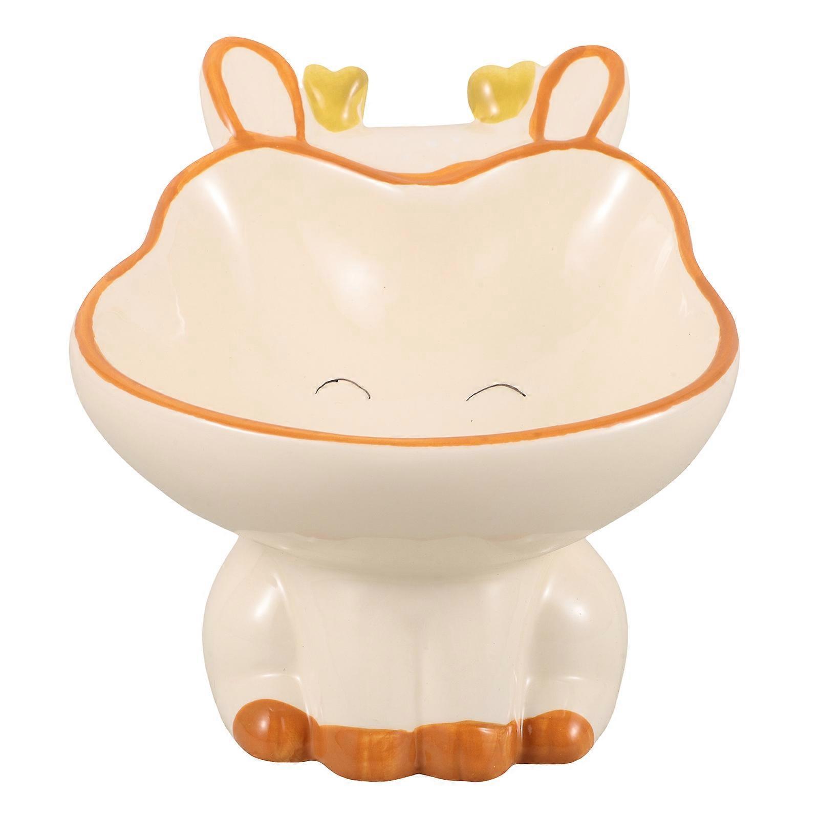 Ceramic Cat Bowls for Food and Water with Tilted Raised Design for Pet Use
