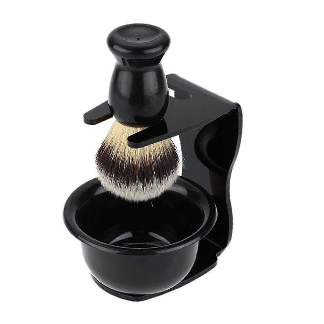Nylon Shaving Brush with Acrylic Stand and Elegant Soap Dish Set
