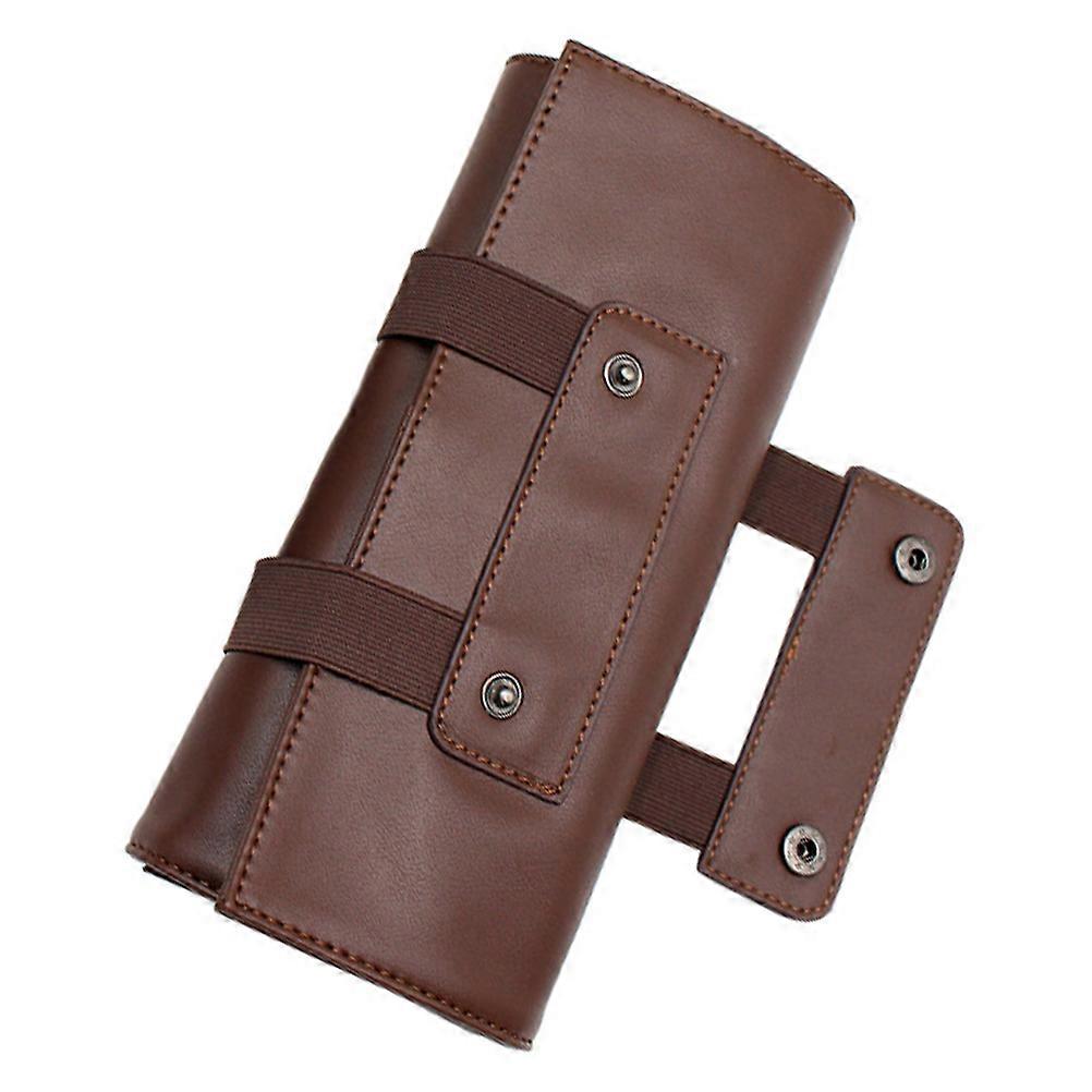 Coffee PU Scissor Holder Bag for Hairdressers Lightweight Compact MultiFunctional Size 7.5 x 4.5 inches