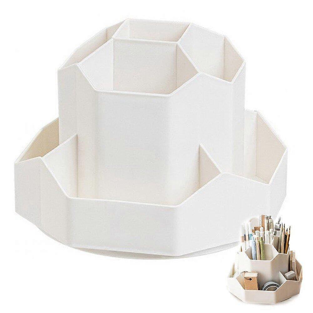 Rotating Pen Holder, Makeup Brush Holder, Large Capacity with 9 Compartments, Multifunctional Desktop Storage Box