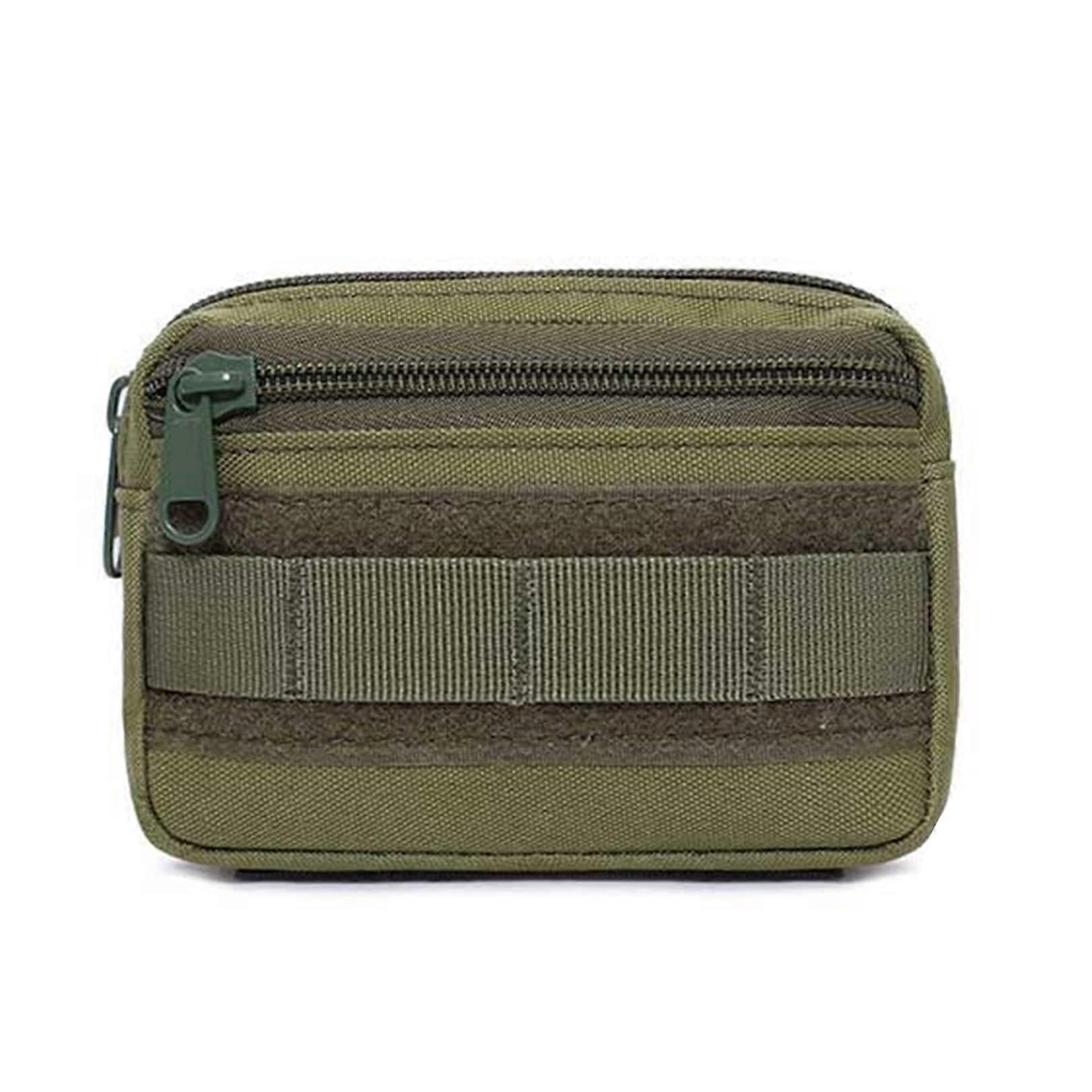 Tactical Molle Pouch – Double Layer Portable Zipper Waist Bag EDC Utility Pouch for Hiking Hunting Camping, Green