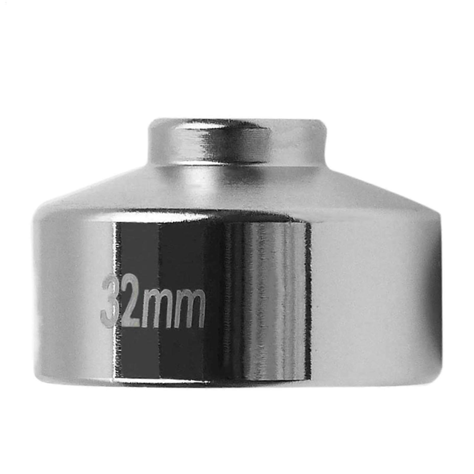 Oil Filter Cap Wrench 32mm 6 Point Steel Socket, Low Profile 3/8" Drive Tool for Canister Oil Filters