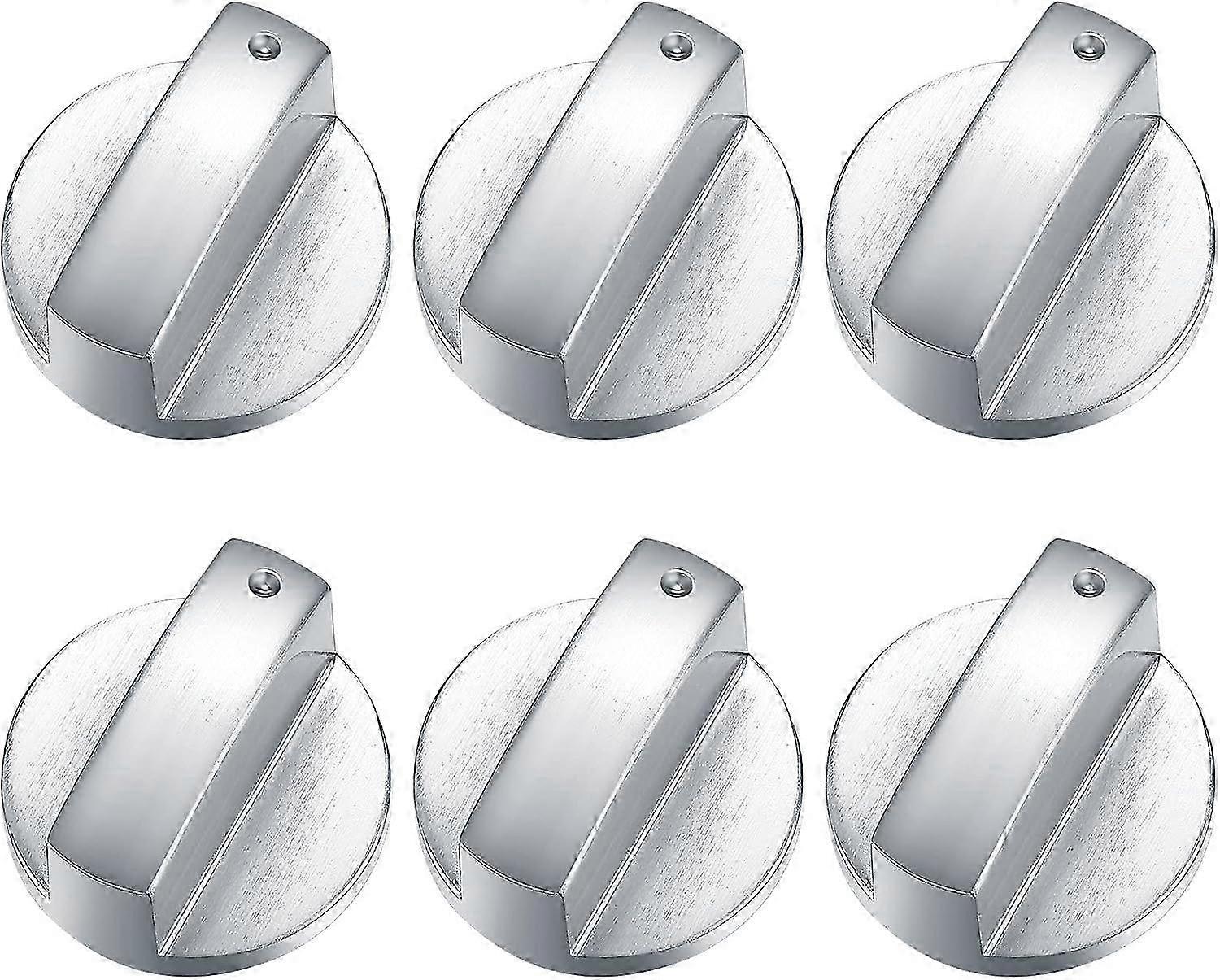 6 Pcs Gas Stove Control Knobs, Metal 6mm Cooker Control Switch Knobs, Silver Adaptors Oven Cooking Surface Switch Buttons, Gas Hob Knobs Control Locks