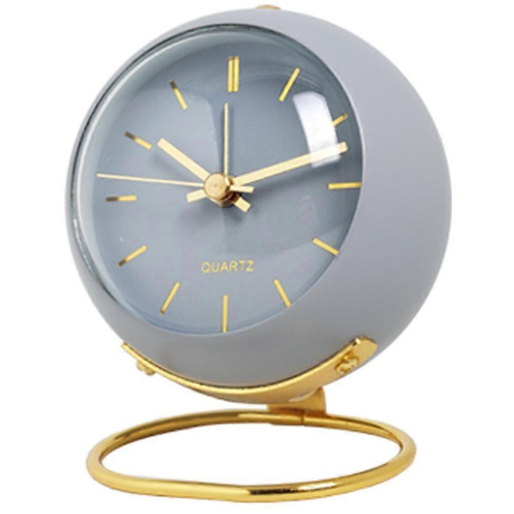 Analog Alarm Clock with Lights, Small Silent Retro Alarm Clock Student Bedside Alarm Clock Luminous Pointer Clock(Gray)