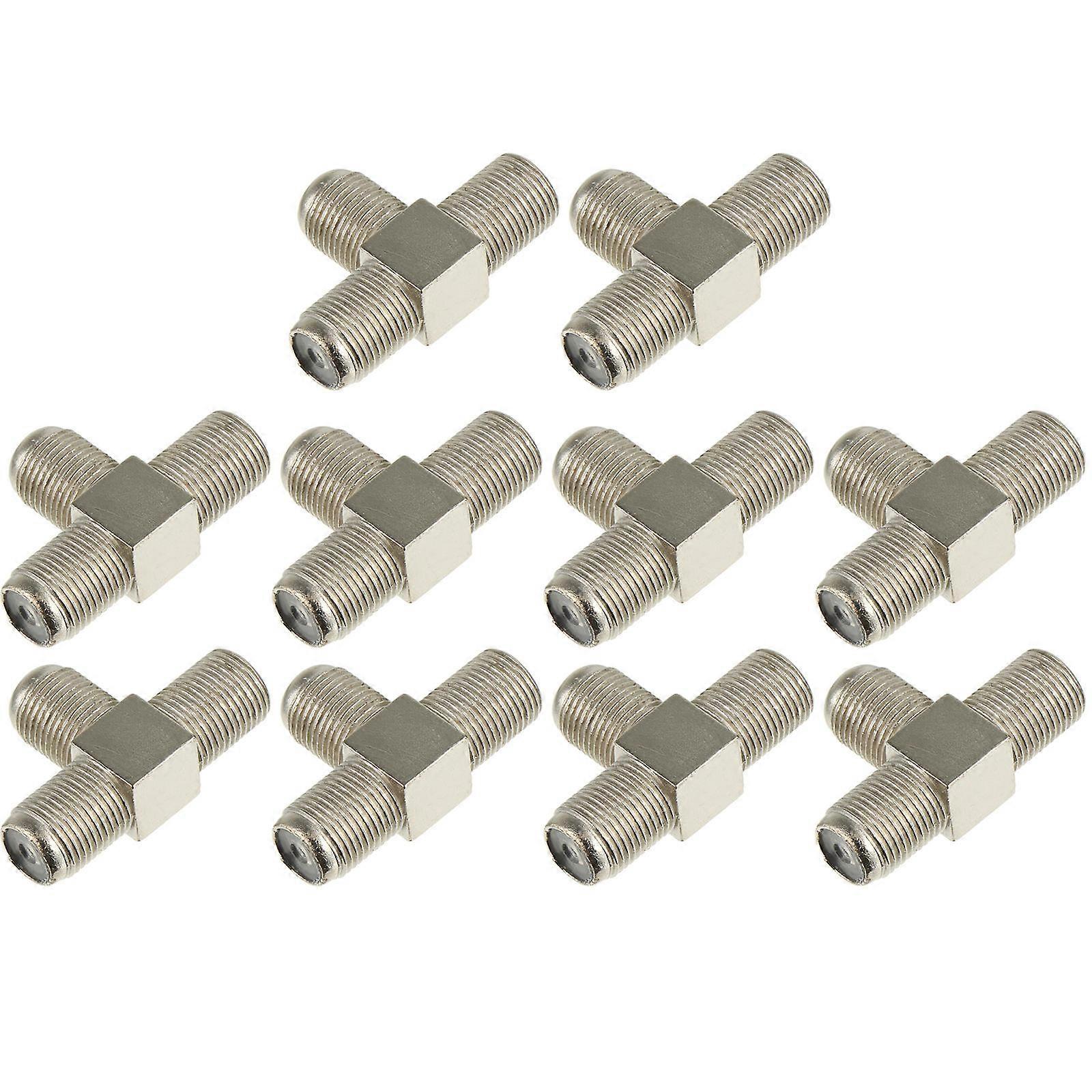 10pcs Way Female Splitter Adapter Plated Cable Connector for TV Satellite Modem Signal Distribution High Shielding Corrosion Resistance Easy