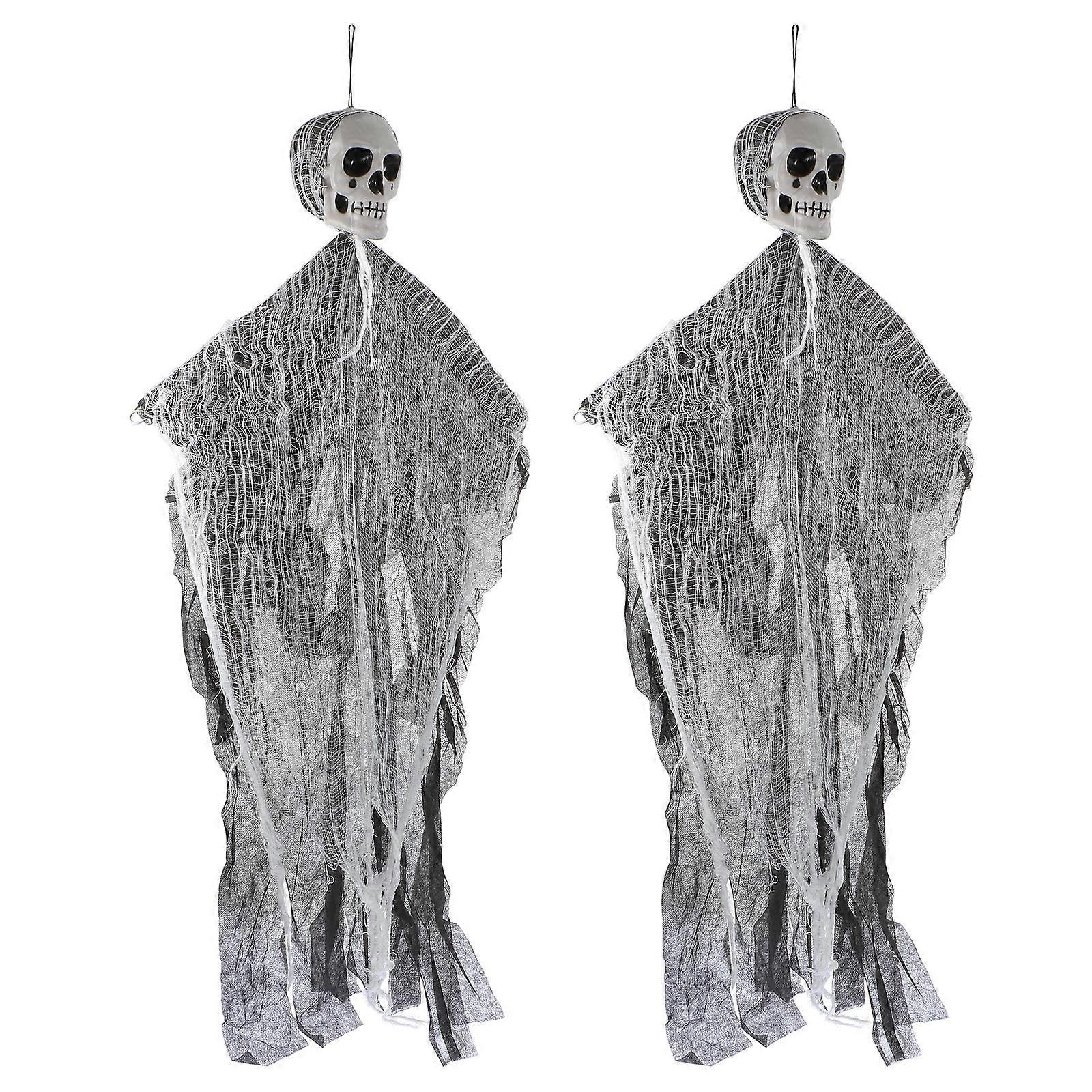 Halloween Hanging Ghost Decoration 2Set for Courtyard Garden Yard Tree in Grey Polyester