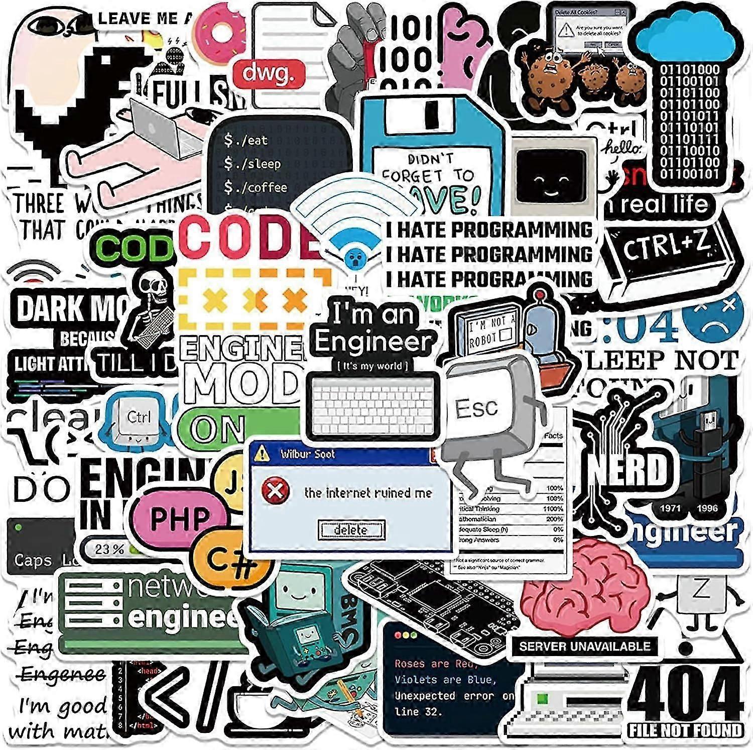 50 pcs Programmer Stickers, Gifts to Developers, Programmers, Hackers, Engineers