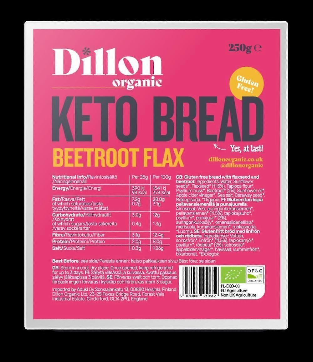 Dillon Organic Beetroot Flax Keto Bread 250g - 2 Pack