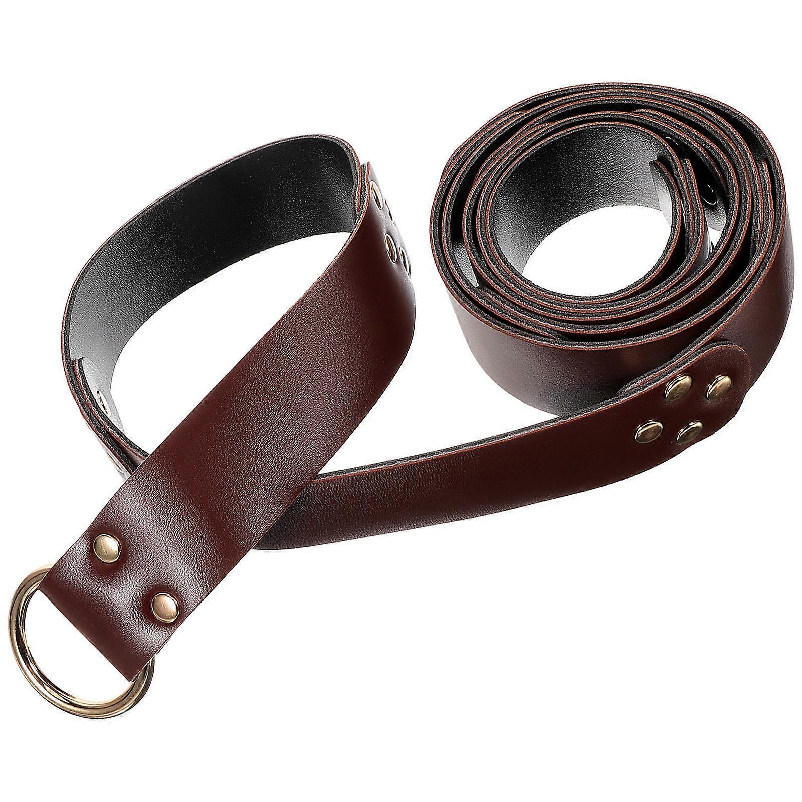 Brown PU Sword Belt with Iron Details for Decor Adds Medieval Style and Adventure 36.5 Inches