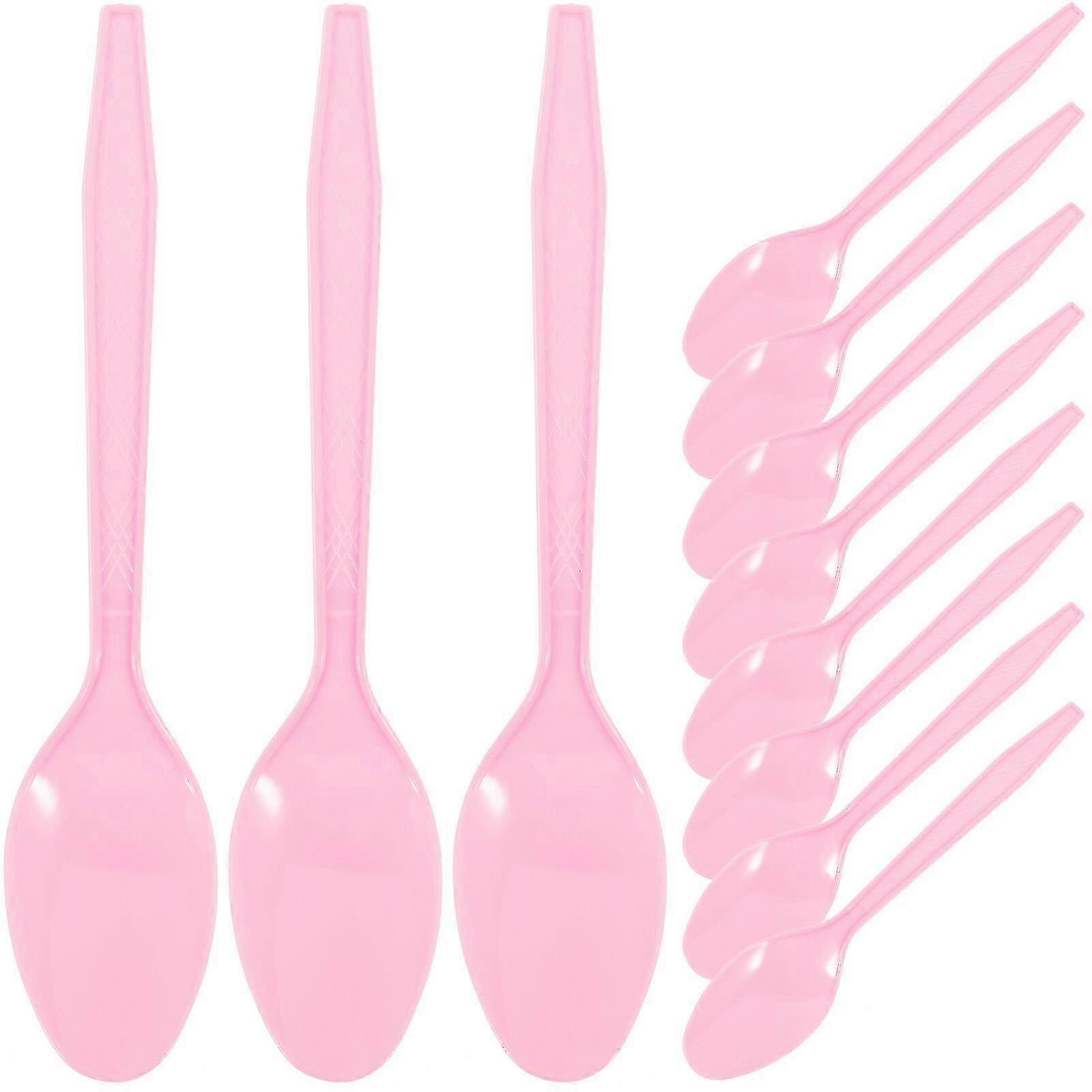100Pcs Disposable Plastic Party Spoons for Desserts, Cakes & Portable Tableware