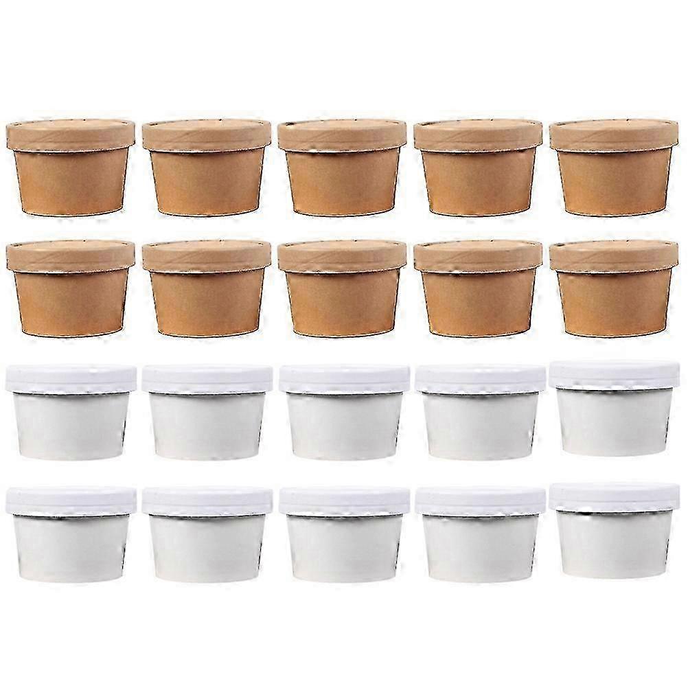 20 Pcs Freezable Ice Cream Jars with Lids, Dessert Containers 9.7X7.7CM, Assorted Colors for Home & Party Use