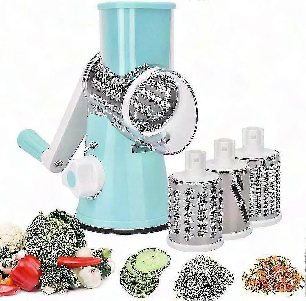 Rotary Drum Vegetable Fruit Slicer & Cheese Shredder - Multi-Purpose Grater