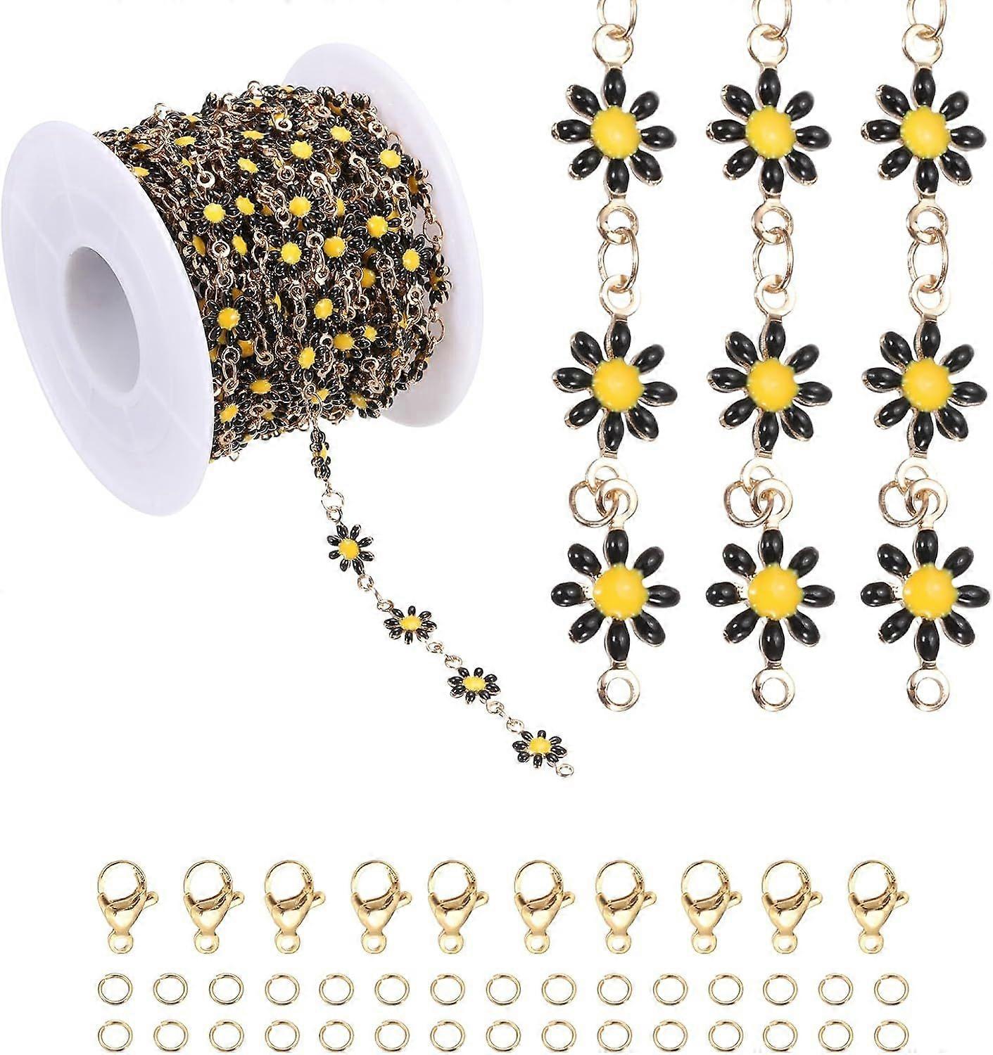 16.4Ft Colorful Flowers Chain Roll, Jewelry Making Chain Links Bulk with Lobster