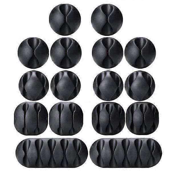 16-Pack Black Self-Adhesive Cable Clips for Efficient Cable Management