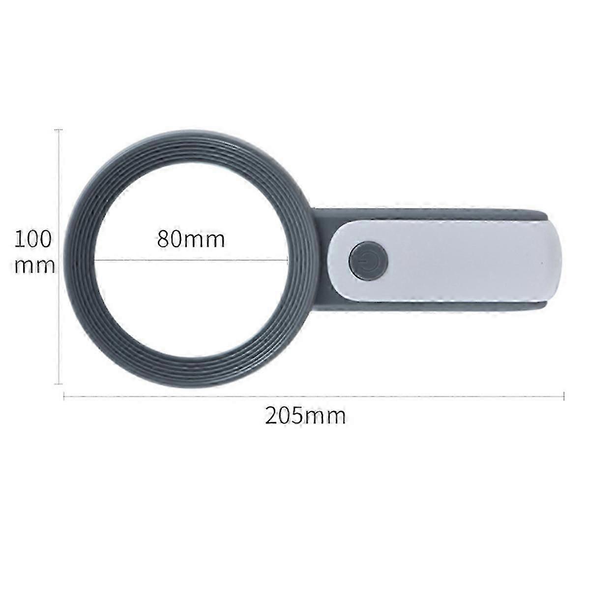 High-power magnifying glass for reading assistance with LED illumination system